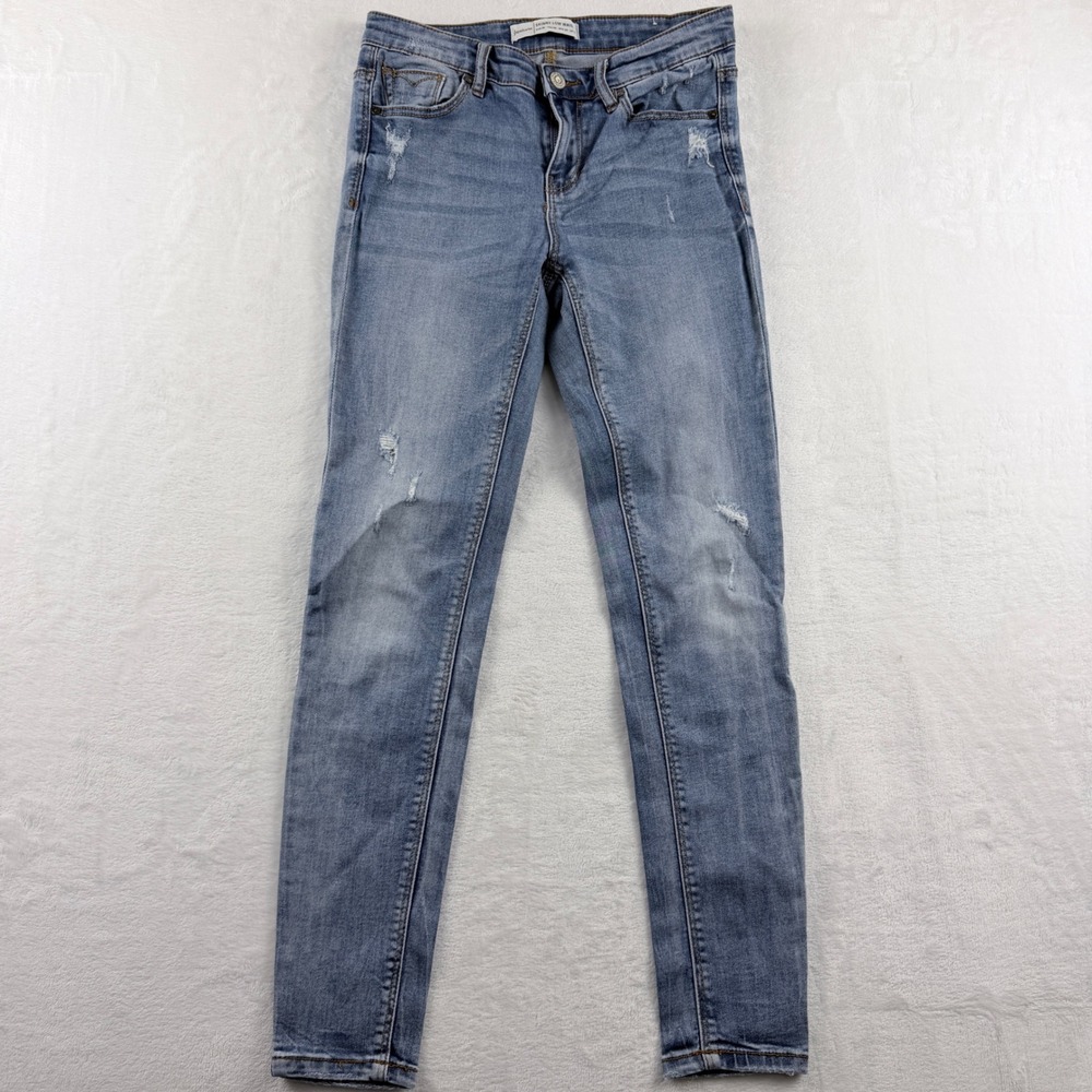 Stradivarius Skinny Low Waist Jeans Women's US 6 Light Wash Distressed Stretch